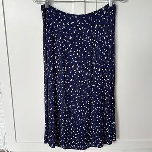 Keith Navy White Polka-Dot Midi Skirt Size S